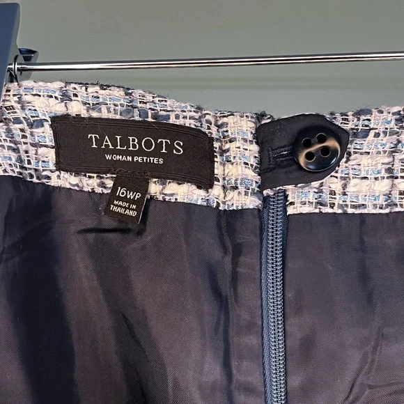 Talbots Woman Petites Blue Tweed Skirt with Ruffle Size 16WP - Picture 7 of 7